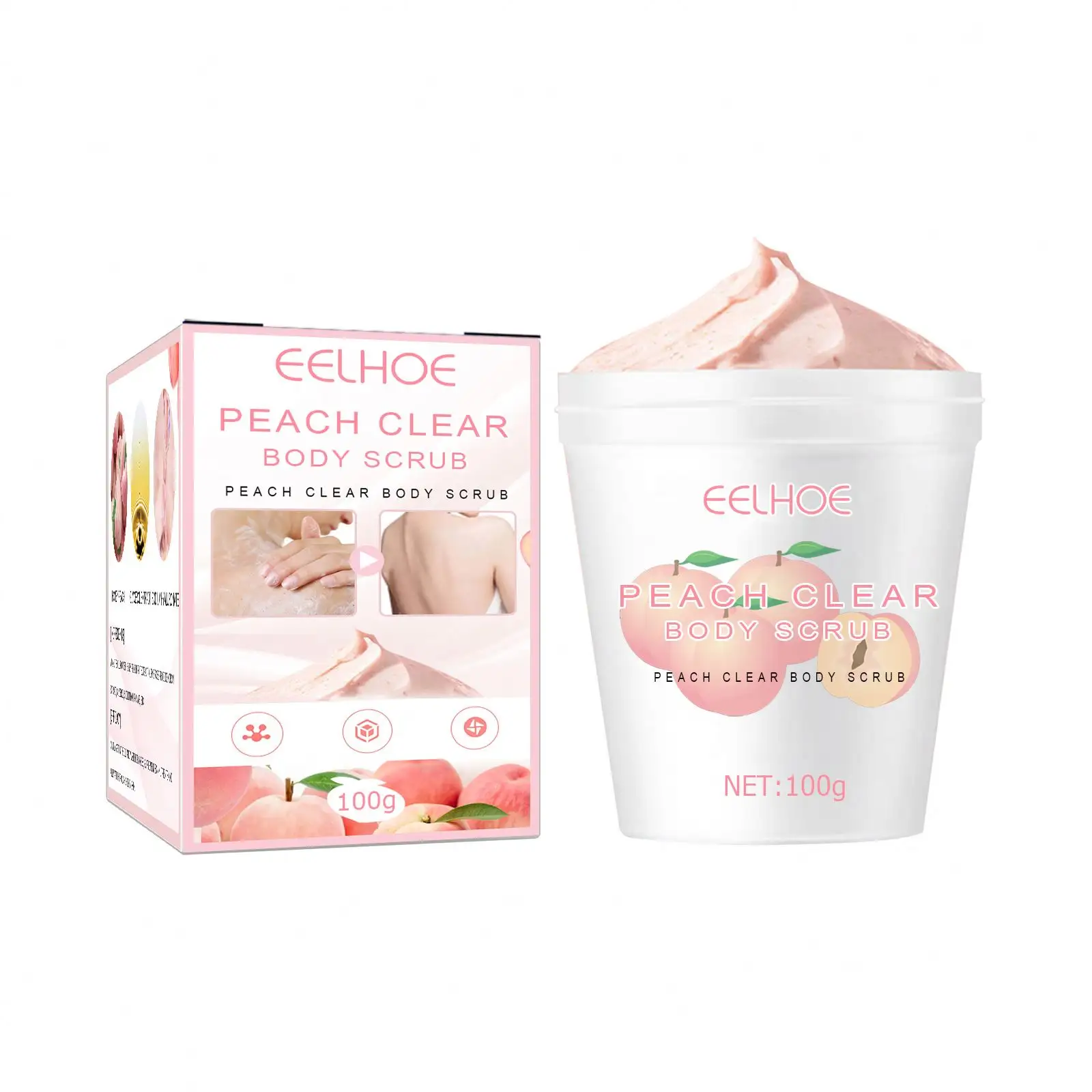 EELHOE Peach Esfoliante Corporal Claro Clareamento Esfoliante Esfoliante e Hidratante Todo Sorvete De Órgão Pessach Esfoliante Corporal Rosa