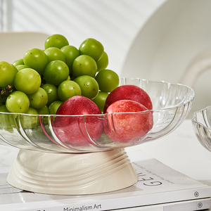 Corbeille à fruits de luxe avec base amovible, plat de service transparent premium drainable pour la décoration intérieure, cadeau de mariage, <span class=keywords><strong>assiette</strong></span> à fruits - Product Image 5