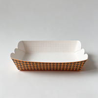 Boîte jetable en papier en forme de bateau, résistante à l'huile, de qualité alimentaire, pour emballage de snacks, poulet frit, frites, hot-dogs et repas