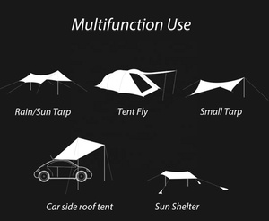 Tente de camping ultra-légère Urban Nomads en polyester Ripstop 210T, porte en toile, portable, imperméable 3000MM, revêtement argenté, protection pour hamac - Product Image 6