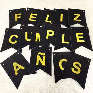 <span class=keywords><strong>Banderin</strong></span> Colgable con Glitter Feliz Cumpleanos Dorado - Product Image 1