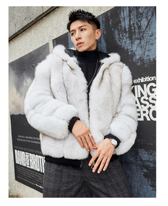 Nouveau <span class=keywords><strong>manteau</strong></span> <span class=keywords><strong>long</strong></span> pour <span class=keywords><strong>homme</strong></span> en fourrure de renard véritable, élégant et de haute qualité, doux au toucher, très résistant, avec capuche en fourrure. - Product Image 5