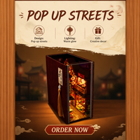 Hamaileon Direktvertrieb Orientalismus Nachtmarkt-Gasse Szenerie DIY Holz 3D Chinesische Retro Essensstraße Buchnischen-Puzzle-Set