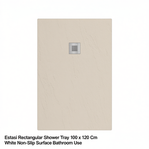 Plato de Ducha Rectangular Estasi 100 x 120 cm Blanco Superficie Antideslizante para Baño - Product Image 3