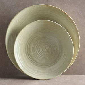 Vaisselle rustique de style occidental, ensembles de bowling en céramique, glaçure réactive, nouilles à salade Stria coupé, ensemble de bols peu profonds en céramique - Product Image 2