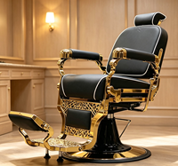 Fauteuil de barbier pivotant réglable de qualité supérieure, plaqué or vintage, pour hommes, salon de coiffure