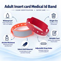 Bracelets jetables en PVC pour la vente en gros, avec carte d'identification médicale intégrée, étanches et fins pour patients