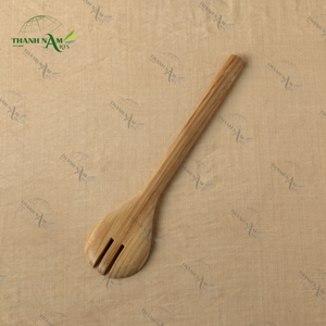 ช้อนไม้ไผ่แบบชนบทชุดเครื่องครัวสำหรับสลัดผักผลไม้ส้อมเสิร์ฟสลัด - Product Image 3