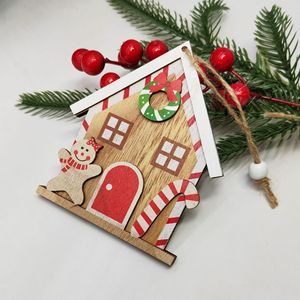 Ornement suspendu en bois en forme de maison de pain d'épices, rouge et blanc, décoration de Noël, cadeau artisanal - Product Image 3