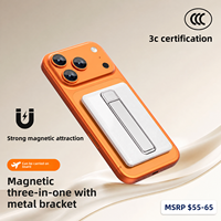 Cargador Inalámbrico Magnético Ultrafino de 10000mAh con Soporte de Plástico y Cordón, Batería Externa Compacta con Acabado Pintado para Carga Rápida 3C