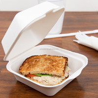 SOTON Contenants alimentaires en bagasse en gros 100 % biodégradables et compostables, boîtes à clapet pour plats à emporter, résistantes à l'huile et anti-fuites
