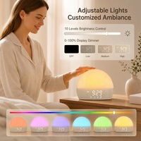 Réveil-lampe à simulation d'aube IBN avec 30 types de bruit blanc, batterie 3000-5000mAh, sortie 5-10W