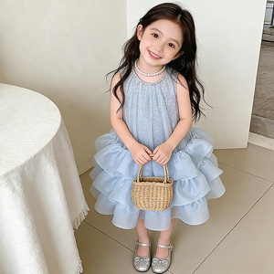 Vestido de Princesa de Tul con Lentejuelas y Flores en el Dobladillo para Niñas Pequeñas, Ideal para Fiestas - Product Image 3