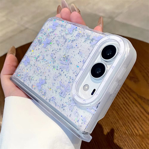 Funda de teléfono transparente con lazo brillante de lujo para iPhone Duo, protección transparente para bisagras, cubierta protectora de silicona suave a prueba de golpes - Product Image 4
