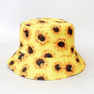 Wholesale 5-Panel Breathable Sun Protection <b>Reversible</b> Custom Printed Sunflower Fisherman <b>Bucket</b> <b>Hat</b> 100% Cotton - Product Image 6