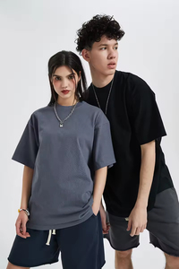 เสื้อยืดเปล่าแบบย้อมสี 310 แกรม ผ้าฝ้าย 100% สำหรับผู้ชาย ผู้หญิง ยูนิเซ็กซ์ แบรนด์ของคุณเอง สไตล์วินเทจ ย้อมสีแบบ Stone Washed - Product Image 2