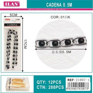 Catena Ilan 0,5 m con perline nere e argento per decorazioni di abbigliamento - Product Image 3