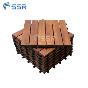 Golden Teak 6 Slat Acacia Wood Decking <b>Tiles</b> Outdoor <b>Interlocking</b> Floor <b>Tiles</b> Waterproof, Surface Mounted from Vietnam - Product Image 1