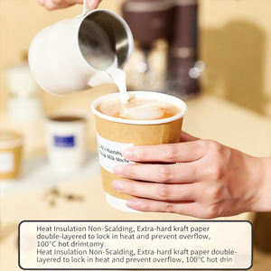 Vasos de Papel Desechables para Café con Tapa, Personalizados con Logotipo, Color Negro, Blanco y Marrón, de Doble Pared para Bebidas Calientes, Fabricante de Té - Product Image 6