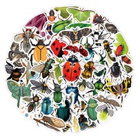 Paquete de 55 Pegatinas de Insectos de PVC Impermeables para Decoración de Laptop, Botella, Casco, Patineta y Equipaje