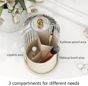 Desktop Injection Molded Plastic Modern Design <b>Makeup</b> Brush <b>Holder</b> Multi-Angle Rotating Cosmetic Pen Organizer with Lid - Product Image 4