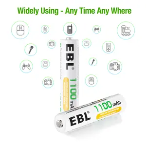 1100mAh EBL ट्रिपल एक छोटी 1.2V रिचार्जेबल बैटरी NIMH AAA रिचार्जेबल बैटरी पैक