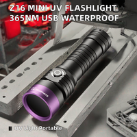 Senter UV 365nm Mini Aluminium Alloy Black Light USB Dapat Diisi Ulang Tahan Air Genggam untuk Inspeksi Forensik NDT