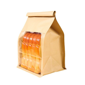 Sac à pain en <span class=keywords><strong>papier</strong></span> kraft biodégradable personnalisé fenêtre fond plat <span class=keywords><strong>pochette</strong></span> debout cravate en étain emballage de pain grillé de qualité alimentaire résistant à l'huile - Product Image 5
