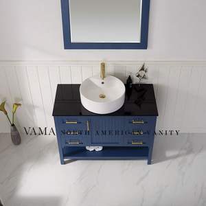 VAMA — meuble de salle de bain avec lavabo contemporain, lavabo, vasque uni en verre, couleur bleu marine, 756042B, 42 pouces - Product Image 4
