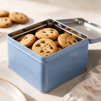 Boîte en fer blanc carrée grande taille personnalisée avec couvercle, en fer-feraille, pour thé, café, biscuits, conteneur de rangement alimentaire vide