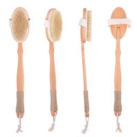 Brosse de bain et de douche exfoliante pour le corps en poils de porc, à long manche détachable, pour utilisation à sec