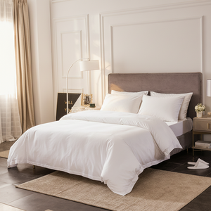 Juego de Ropa de <span class=keywords><strong>Cama</strong></span> de Colección Hotelera, Sábanas de Algodón Blanco para <span class=keywords><strong>Cama</strong></span> Queen y King, Juego de Sábanas Planas y Ajustables de Algodón - Product Image 1