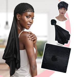 Bonnet en satin et <span class=keywords><strong>filet</strong></span> à <span class=keywords><strong>cheveux</strong></span> 2-en-1 personnalisé avec logo, foulard, bonnet <span class=keywords><strong>de</strong></span> <span class=keywords><strong>nuit</strong></span> pour femmes, pour soins capillaires, usage sportif et festif, vente en gros - Product Image 2