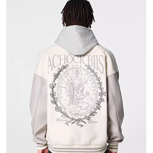 Customizable Heavy Embroidered Woolen Baseball <b>Jacket</b> Coat Men Spring Wear College Style Handsome Splicing <b>Pilot</b> <b>Jacket</b> - Product Image 3