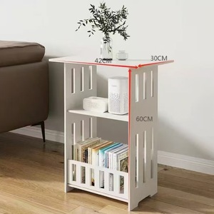 Mesa Auxiliar Estrecha con Estante de Almacenamiento, Mesa de Noche Delgada <span class=keywords><strong>para</strong></span> Espacios Pequeños, Sala de Estar, Dormitorio - Product Image 5