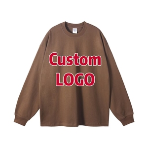 T-shirt pour homme à manches longues surdimensionné en coton 100% de haute qualité, tricoté, avec impression DTG personnalisée - Product Image 1
