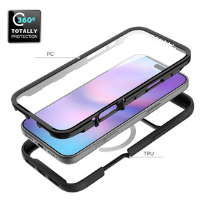 Coque de protection intégrale antichoc magnétique transparente anti-traces de doigts pour iPhone 17 Pro Max avec protection d'écran intégrée et compatible avec la recharge sans fil - Product Image 4