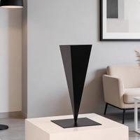 Vase à fleurs triangulaire en fer forgé style Wabi-Sabi, arrangement floral noir, simple, antique, art populaire, pour salon et salle de réunion