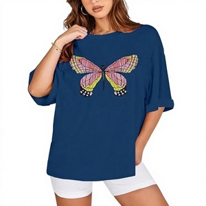 T-shirt pour femme surdimensionné et ample, en coton 100% respirant de haute qualité, 240 GSM, avec impression graphique personnalisée OEM - Product Image 1