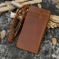 Dompet Kustom Retro Lipat Dua Rfid Kualitas Tinggi Dompet Minimalis Kulit Asli Pria MOQ Satu Potong