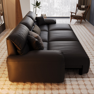Italian Modern Living Room Bed Luxury Black Leather Remote Control Three Seater <b>Sofas</b> 914 Three Seater <b>Sofas</b> 914 914 Th - Product Image 3