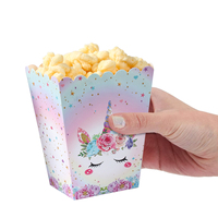 Fournitures de fête de licorne boîte à pop-corn en papier boîte à biscuits de licorne boîte d'emballage de collation de nourriture de bonbons décoration de fête d'anniversaire de douche de bébé