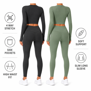 Conjunto Deportivo de 2 Piezas para Mujer OEM <span class=keywords><strong>XINO</strong></span>, Cintura Alta, Elástico en 4 Direcciones, Secado Rápido, Transpirable, Spandex/Nylon, Logotipo Frontal - Product Image 2