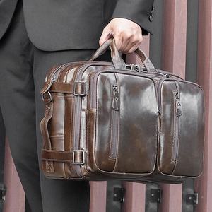 Maletín para Portátil de 14 Pulgadas, Bolso de Mano para Hombre, Cuero Vacuno Genuino, Viajes de Negocios, Gran Capacidad, Bolso de Hombro Casual - Product Image 1