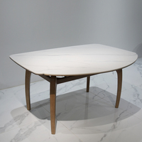 Ensemble de table à manger moderne en bois massif de frêne américain de haute qualité avec plateau en pierre frittée blanche