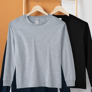 Commercio all'ingrosso t-Shirt a manica lunga da uomo in cotone 100% con Logo personalizzato camicia di Base stampata in tinta unita filo pesante largo <span class=keywords><strong>per</strong></span> le <span class=keywords><strong>coppie</strong></span> - Product Image 4