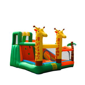 Château sautant de qualité commerciale et maison de rebond gonflable de château plein d'entrain de glissière mignonne en forme de girafe à vendre - Product Image 2