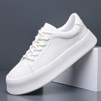 Chaussures de skate décontractées pour hommes en microfibre blanche, à plateforme et semelle épaisse, prêtes à l'emploi, vente en gros, faible MOQ, livraison rapide