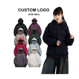 Felpa con Cappuccio Oversize da Uomo in Pile Pesante 500gsm, Ecologica, Antivento, Calda per l'<span class=keywords><strong>Inverno</strong></span>, Tinta Unita con Ricamo - Product Image 2
