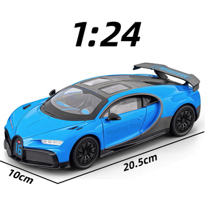 Voitures miniatures en métal 1:24 Bugatti Chiron avec son et lumière, jouet à rétrofriction, modèle de supercar, décoration, modèle en métal - Product Image 1